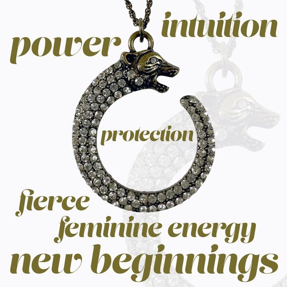 Samantha Wills Panther Crystal Crescent Necklace Brass Chain Old Money Boho Luxe - Picture 4 of 10